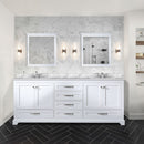 Lexora Dukes 80" W x 22 " D White Double Bath Vanity Carrara Marble Top with Faucet Set