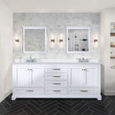 Lexora Dukes 80" W x 22 " D White Double Bath Vanity Carrara Marble Top with Faucet Set