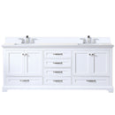 Lexora Dukes 80" W x 22 " D White Double Bath Vanity Carrara Marble Top with Faucet Set