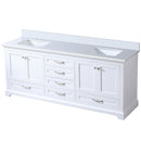 Lexora Dukes 80" W x 22" D White Double Bath Vanity and Carrara Marble Top