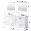 Lexora Dukes 80" W x 22" D White Double Bath Vanity and Carrara Marble Top