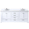 Lexora Dukes 80" W x 22 " D White Double Bath Vanity Carrara Marble Top with Faucet Set