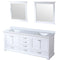 Lexora Dukes 80" W x 22 " D White Double Bath Vanity Carrara Marble Top and 30" Mirrors