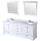 Lexora Dukes 80" W x 22 " D White Double Bath Vanity Carrara Marble Top with Faucet Set and 30" Mirrors