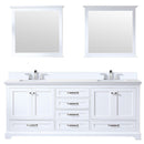 Lexora Dukes 80" W x 22 " D White Double Bath Vanity Carrara Marble Top with Faucet Set and 30" Mirrors