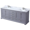 Lexora Dukes 80" W x 22" D Dark Grey Double Bath Vanity Carrara Marble Top with Faucet Set