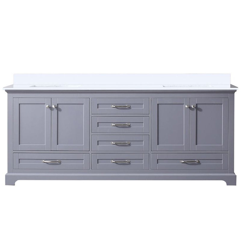 Lexora Dukes 80" W x 22" D Dark Grey Double Bath Vanity and Carrara Marble Top