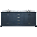 Lexora Dukes 80" W x 22" D Navy Blue Double Bath Vanity Carrara Marble Top with Faucet Set