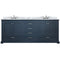 Lexora Dukes 80" W x 22" D Navy Blue Double Bath Vanity Carrara Marble Top with Faucet Set