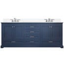 Lexora Dukes 80" W x 22" D Navy Blue Double Bath Vanity Carrara Marble Top with Faucet Set