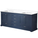 Lexora Dukes 80" W x 22" D Navy Blue Double Bath Vanity and Carrara Marble Top