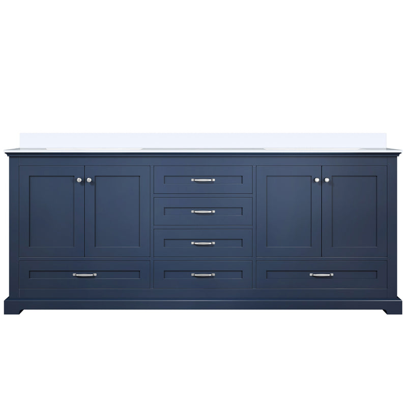 Lexora Dukes 80" W x 22" D Navy Blue Double Bath Vanity and Carrara Marble Top