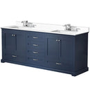 Lexora Dukes 80" W x 22" D Navy Blue Double Bath Vanity Carrara Marble Top with Faucet Set