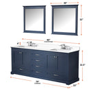 Lexora Dukes 80" W x 22" D Navy Blue Double Bath Vanity Carrara Marble Top with Faucet Set