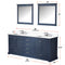 Lexora Dukes 80" W x 22" D Navy Blue Double Bath Vanity Carrara Marble Top with Faucet Set