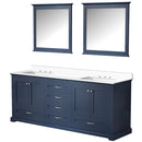 Lexora Dukes 80" W x 22 " D Navy Blue Double Bath Vanity Carrara Marble Top and 30" Mirrors