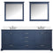 Lexora Dukes 80" W x 22 " D Navy Blue Double Bath Vanity Carrara Marble Top with Faucet Set and 30" Mirrors