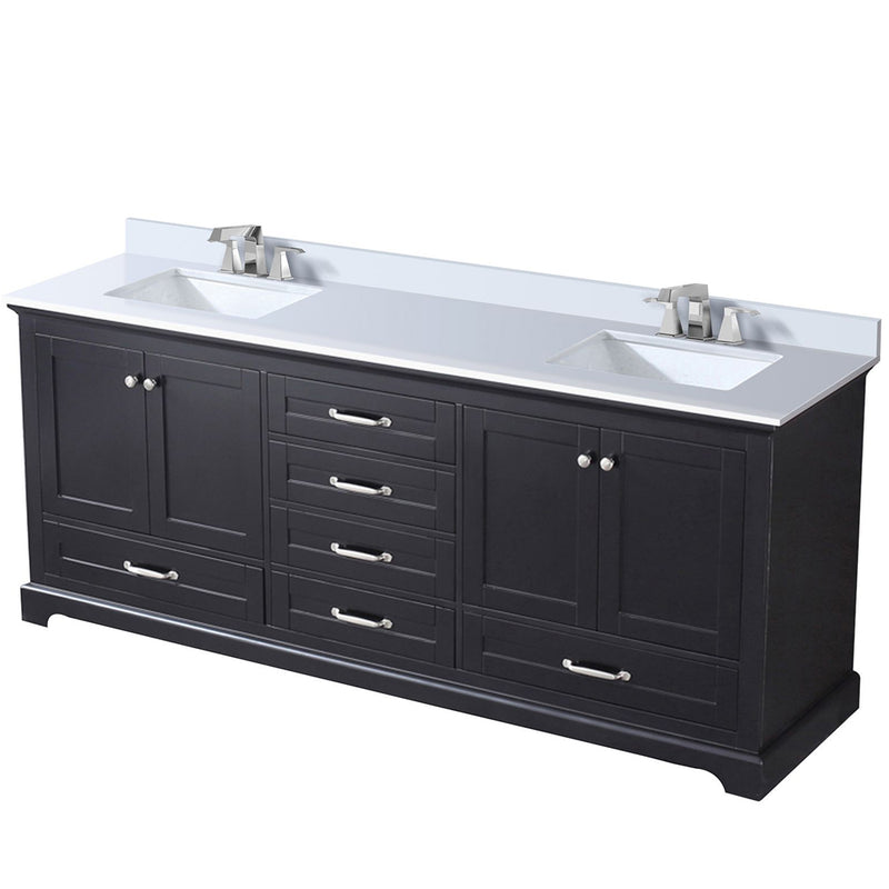 Lexora Dukes 80" W x 22" D Espresso Double Bath Vanity Carrara Marble Top with Faucet Set