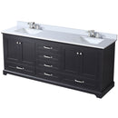 Lexora Dukes 80" W x 22" D Espresso Double Bath Vanity Carrara Marble Top with Faucet Set