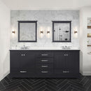 Lexora Dukes 80" W x 22 " D Espresso Double Bath Vanity, Carrara Marble Top and 30" Mirrors