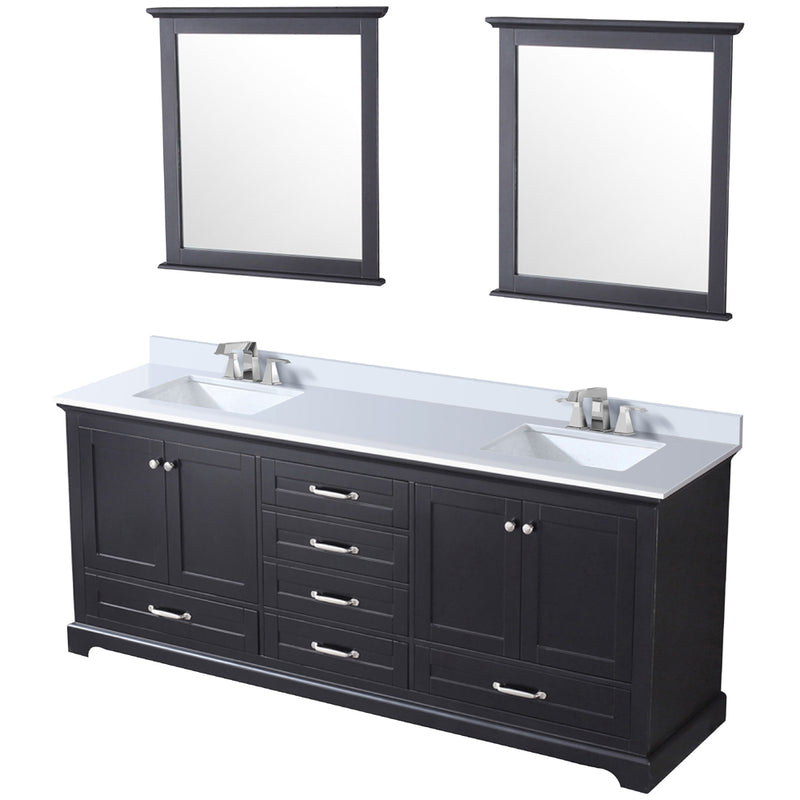 Lexora Dukes 80" W x 22 " D Espresso Double Bath Vanity Carrara Marble Top with Faucet Set and 30" Mirrors