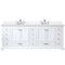 Lexora Dukes 84" W x 22" D White Double Bath Vanity Carrara Marble Top with Faucet Set