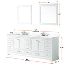 Lexora Dukes 84" W x 22" D White Double Bath Vanity Carrara Marble Top with Faucet Set