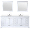 Lexora Dukes 84" W x 22" D White Double Bath Vanity Carrara Marble Top with Faucet Set and 34" Mirrors