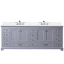 Lexora Dukes 84"  W x 22" D Dark Grey Double Bath Vanity Carrara Marble Top with Faucet Set