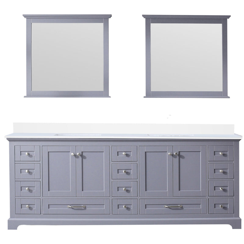 Lexora Dukes 84" W x 22" D Dark Grey Double Bath Vanity Carrara Marble Top and 34" Mirrors