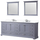 Lexora Dukes 84" W x 22" D Dark Grey Double Bath Vanity Carrara Marble Top with Faucet Set and 34" Mirrors