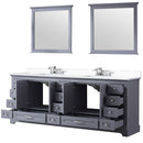 Lexora Dukes 84" W x 22" D Dark Grey Double Bath Vanity Carrara Marble Top with Faucet Set and 34" Mirrors