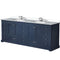 Lexora Dukes 84" W x 22" D Navy Blue Double Bath Vanity Carrara Marble Top with Faucet Set