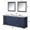 Lexora Dukes 84" W x 22" D Navy Blue Double Bath Vanity Carrara Marble Top with Faucet Set