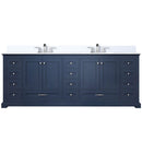 Lexora Dukes 84" W x 22" D Navy Blue Double Bath Vanity Carrara Marble Top with Faucet Set