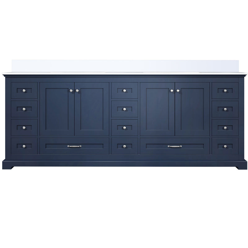 Lexora Dukes 84" W x 22" D Navy Blue Double Bath Vanity and Carrara Marble Top