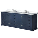 Lexora Dukes 84" W x 22" D Navy Blue Double Bath Vanity Carrara Marble Top with Faucet Set