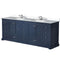 Lexora Dukes 84" W x 22" D Navy Blue Double Bath Vanity Carrara Marble Top with Faucet Set