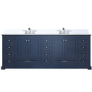 Lexora Dukes 84" W x 22" D Navy Blue Double Bath Vanity Carrara Marble Top with Faucet Set