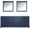 Lexora Dukes 84" W x 22" D Navy Blue Double Bath Vanity Carrara Marble Top and 34" Mirrors