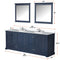 Lexora Dukes 84" W x 22" D Navy Blue Double Bath Vanity Carrara Marble Top with Faucet Set and 34" Mirrors