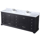 Lexora Dukes 84" W x 22" D Espresso Double Bath Vanity Carrara Marble Top with Faucet Set