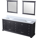 Lexora Dukes 84" W x 22" D Espresso Double Bath Vanity Carrara Marble Top and 34" Mirrors