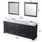 Lexora Dukes 84" W x 22" D Espresso Double Bath Vanity Carrara Marble Top and 34" Mirrors