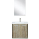 Lexora Fairbanks 24" W x 20" D Rustic Acacia Bath Vanity White Quartz Top with Faucet Set and 18" Mirror