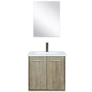 Lexora Fairbanks 24" W x 20" D Rustic Acacia Bath Vanity White Quartz Top with Faucet Set and 18" Mirror