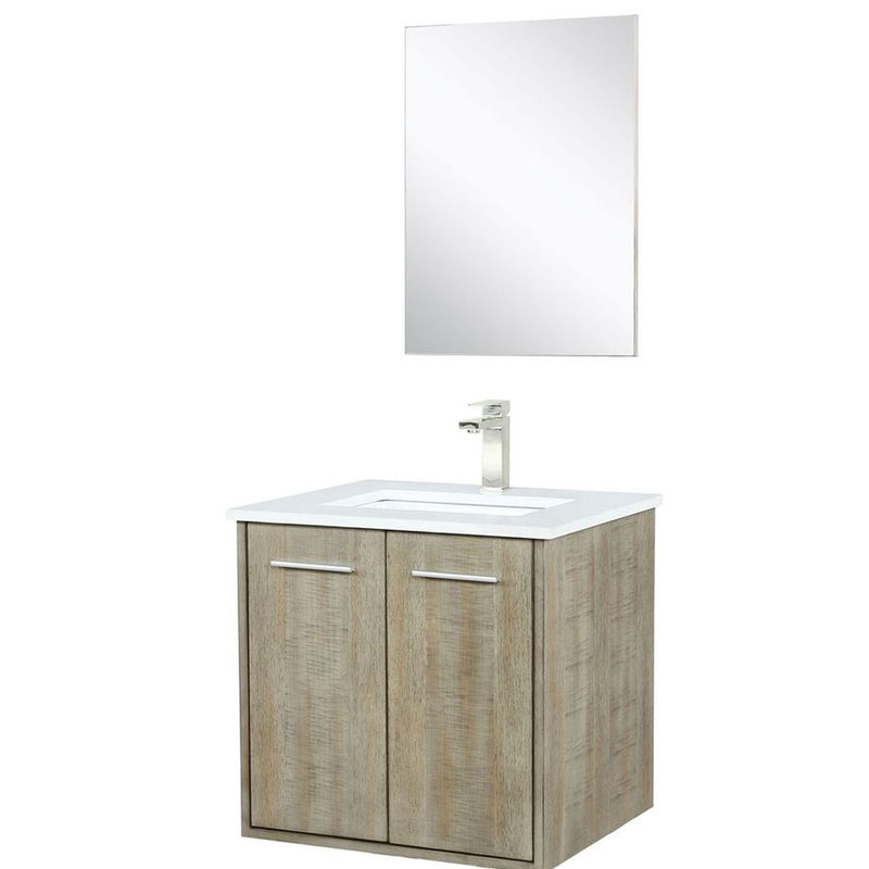 Lexora Fairbanks 24" W x 20" D Rustic Acacia Bath Vanity Cultured Marble Top with Faucet Set and 18" Mirror