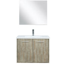 Lexora Fairbanks 30" W x 20" D Rustic Acacia Bath Vanity White Quartz Top with Faucet Set and 28" Mirror