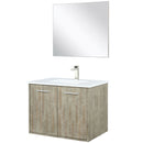 Lexora Fairbanks 30" W x 20" D Rustic Acacia Bath Vanity White Quartz Top with Faucet Set and 28" Mirror