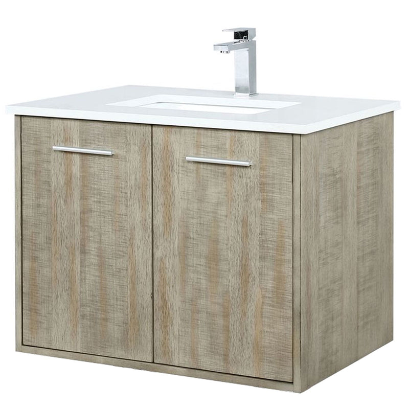 Lexora Fairbanks 30" W x 20" D Rustic Acacia Bath Vanity Cultured Marble Top with Faucet Set